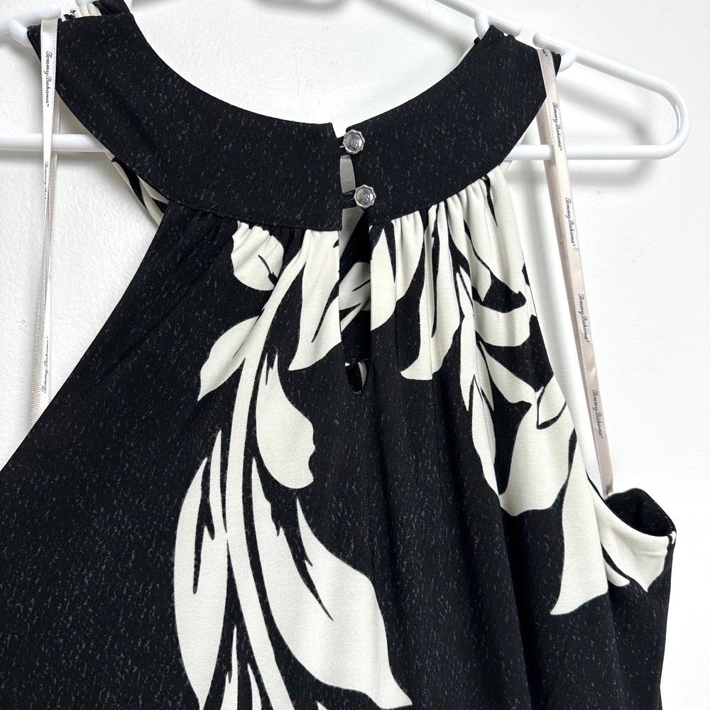 Tommy Bahama Midnight Sea Halter Maxi Dress Black White Floral Resort L NEW - Picture 8 of 12